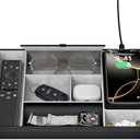 Valet Tray with Wireless Charger, Nightstand Organizer, Leather Desk Drawer Organizer Tray with 7 Compartments for Jewelries, Watch, Key, Wallet, Phone, Black