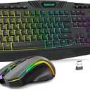 Redragon S101-PKS Gaming Keyboard and Mouse Wireless with Tri-Mode, RGB Keyboard and 4800 DPI Gaming Mouse, 10 Independent Multimedia Keys for Wins, PC, Computer, Wireless S101 Ideal for Gamer (Black)