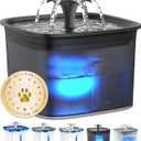 Veken Innovation Award Winner 95oz/2.8L Pet Fountain, Automatic Cat Water Fountain Dog Water Dispenser with Replacement Filters for Cats, Dogs, Multiple Pets (Space Black, Plastic)