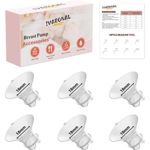 Upgraded Flange Insert 18mm with Pull Tab and Triangle-Shaped for Momcozy/Spectra/Medela/eufy/TSRETE/Elvie/Lansinoh Breast Pumps, Fit for 24mm Shields/Flanges of Most Pumps, 6PCS 18mm