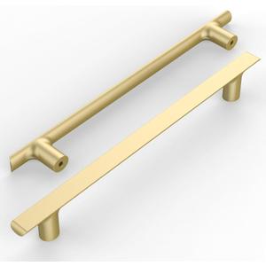 Amerdeco 6 Pack Brushed Gold Cabinet Pulls 12.6 Inch(320MM) Hole Centers Gold Kitchen Cabinet Handles Cabinet Hardware Kitchen Handles for Cabinets Cupboard Handles Drawer Pulls ZH0028