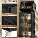 Hanyi 140 QT 4-Tier Storage Bins with Lids, Collapsible Cabinet, Black