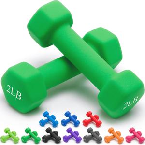 Portzon Weights Dumbbells 10 Colors Options Compatible with Set of 2 Neoprene Dumbbells Set,2 LB, Anti-Slip, Anti-roll, Hex Shape (06-Pound, Pair)
