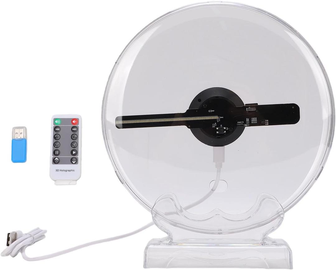 Zopsc 3D Hologram Fan with Cover, 1080P Desktop WiFi Holographic Fan Projector Advertising Machine 2350Rpm with 4G Memory Card, Remote Control, for Spring Festival Parties