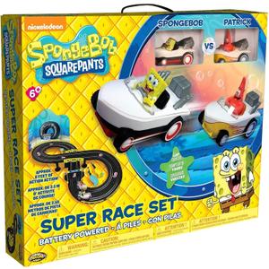 NKOK SpongeBob Hot Rod Boat Slot Car Race Set 2531, Contains 8 Feet of Track, Dual Players, Great Item for Kids to Play with, Features a Lap Counter, Ages 6 and up