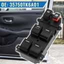 35750-SWA-K01 Master Window Switch Power Control Button Front Left Driver Side Fit for Honda CR-V 2007-2011 Replacement 1 Auto Button White Light 22 Pins 35750-SWA-F01 35750-TK6-A01
