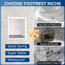 Neodrain Shower Foot Rest for Shaving Legs, 304 Stainless Steel Shower Niche, Recessed Shower Step for Shaving Legs,Niche for Shower Wall, Bathroom Foot Rest (White, 6.7" x 6")