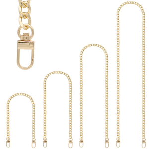 4 Pieces Different Sizes Iron Replacement Flat Chains Iron, Metal Chain Strap for DIY Purse Handbag Shoulder Crossbody Bag Clutch (15.4 Inch, 23.6 Inch, 31. 4 Inch, 47.2 Inch) Gold