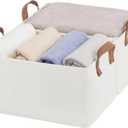 StorageWorks Storage Bins, Fabric Storage Bins for Shelves, Storage Baskets with Metal Frame, Closet Baskets and Bins with Handles, Beige, 2-Pack (14 " L x 10 " W x 8 " H)