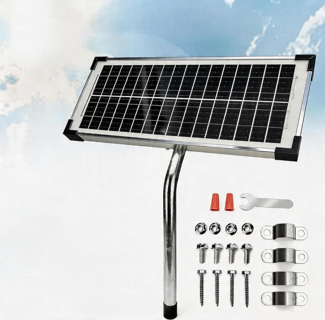 FM123 10 Watt Solar Panel Kit Fit for Mighty Mule Automatic Gate Openers, 12V Portable Solar Panel Battery Charger Replacement for FM200 FM350 FM500 FM502 FM700 MM260 MM271 MM360 MM560 MM571W