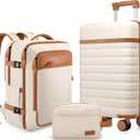 Luggage Sets 3 Piece, Carry On Luggage 20 Inch With Spinner Wheels,PC Hardside Suitcase Set with TSA Lock,Durable Carry On Suitcase With Travel Backpack for Men (Beige, 3 piece set (20inch)