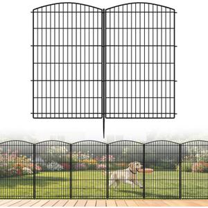 INJOPEXI Decorative Garden Fence 12 Panels 26ft (L)42in (H) Garden Fences with 12 Panels Rustproof Wire No Dig Rabbit Animal Barrier Fencing Rabbit Dog Fence for Yard Patio Outdoor - Without Gate