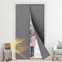 Winter Magnetic Thermal Door Cover for 36x84 Inch Door, Heavy Duty Oxford Cotton Insulated Door Blanket, Windproof Thermal Door Curtain for Home, Patio, Basement, Kitchen Entryways
