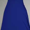 Women's Double-Layer Knit Elastic Waistband High Waist Straight Midi Skirt Blue, Large