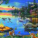 300 Piece Puzzles for Adults Large Piece - Jigsaw Puzzles for Kids Seniors - Lakeside Evening Licensed by Bridget Voth