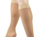 Truform Sheer Compression Stockings, 15-20 mmHg, Women's Knee High Length, Open Toe, 20 Denier, Beige, Small