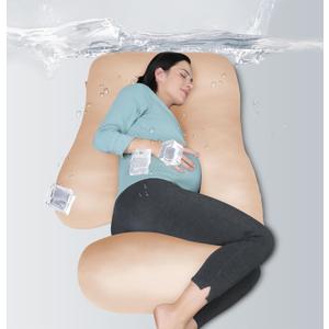 MOON PARK Pregnancy Pillows for Sleeping - U Shaped Full Body Maternity Pillow with Removable Cover - Support for Back, Legs, Belly, Hips - 57 Inch - Brown - Cooling Cover