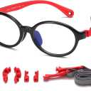 DUCO Blue Light Blocking Glasses for Kids Boys Girls Gaming Computer Glasses for Kids Age 5-10 K026 (Black Frame Red Temple)