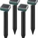 Mole Repellent Solar Powered Outdoor,Ultrasonic Vole Gopher Repellent for Lawn Garden, Groundhog Snake Repeller, Mole Deterrent, Waterproof (4 Packs)