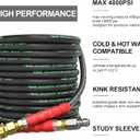 POHIR Pressure Washer Hose 70 FT3/8 Inch 4800psi for Cold and Hot Water Max 248F With 3/8 Inch Quick Connect Kink Resistant High Tensile Wire Braided, M22 Swivel to 3/8 Adapter Set 2pcs