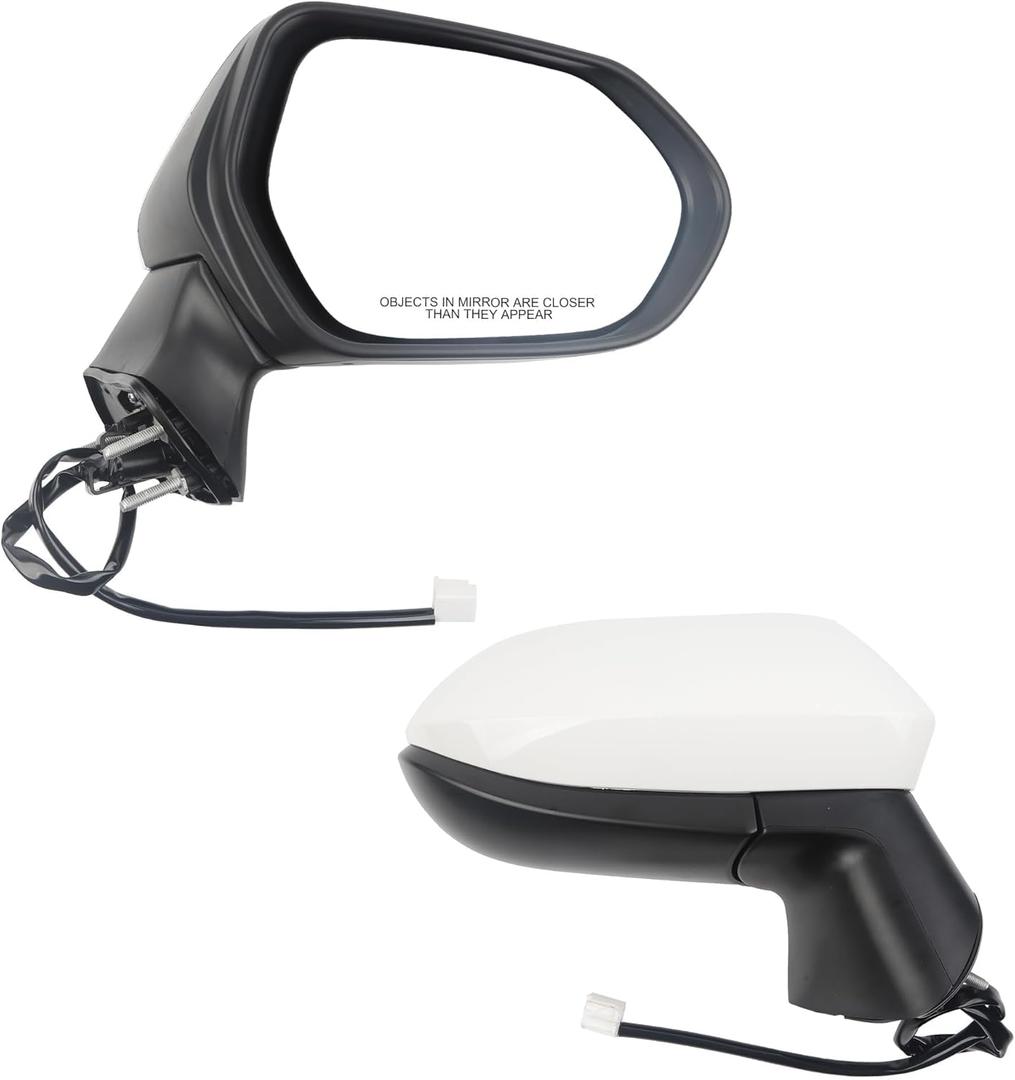 Dasbecan Passenger Side Door Mirror Compatible with Toyota Corolla 2020-2025 Sedan-Power Adjustment Manual Fold Non-Heated-Right Rearview Mirror Assembly Replace TO1321391 3Pins Painted White