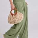 ANRABESS Women Linen Palazzo Pants Summer Boho Wide Leg High Waist Casual Lounge Pant 2025 Beach Travel Vacation Outfits (Green, S)