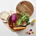 JOYMAY Salad Bowls Wood Salad Bowl Set with Lid Acacia Wood Serving Bowl for Fruits or Salads 10.5" Large Serving Bowl with Serving Utensils, 4 Piece Wooden Mixing Bowl Set for Kitchen, Picnic