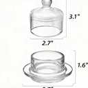 Dicunoy 2 Pack Glass Butter Dishes, Small Round Butter Keeper with Dome Lid and Handle, Clear Butter Serving Container with Cover, Round Crystal Mini Butter Cloche for Candy, Dessert, Parfait, Jam