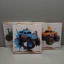 The Mode Art Monster Truck Wall Art 4 Pieces Prints for Kids Rooms Home Decor Canvas Artwork Painted truck Theme Photos Wall Decor in the Boy's Bedroom Each Size: 12"x12"