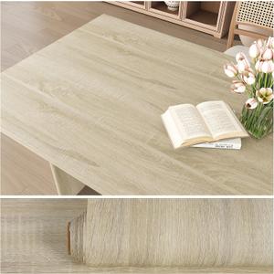VEELIKE Thick Beige Wood Contact Paper Peel and Stick Countertops Contact Paper Waterproof Wood Wallpaper 24''x354'' Self Adhesive Textured Woodgrain Counter Top Vinyl Wrap for Kitchen Cabinets Table