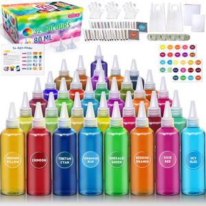 PATIFEED Tie Dye Kit for Kids and Adults, 32 Colours 80ML Bottles, Gifts for Girls and Boys, Large Groups Activities, Handmade Party