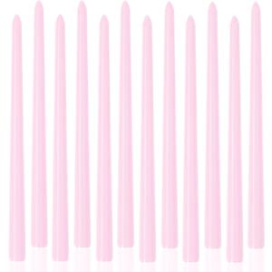 Light Pink Tall Taper Candles 12 inch Unscented Smokeless Long Tall Tapered Candle for Candlesticks Sticks Wedding Advent Home Decor Dinner ChristmasSet of 12