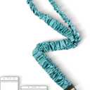 Lanyardio Stretchy Scrunchie Lanyard for ID Badges Keys, Cute Teacher Lanyard for Women with 2 Card Holders 19.6 Inch (Blackish Green)