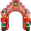 WBHome 10 Ft Christmas Inflatable Gingerbread Candy House with Nutcrackers Outdoor Decorations, Giant Xmas Blow Up Yard Decor with Built-in LED Light for Lawn Home Party Indoor Outdoor