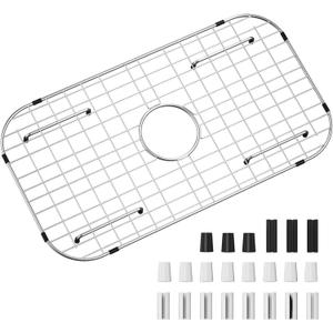 Sink Protector Grid 26-1/16" x 14-1/16", Centered Drain with Corner Radius 3-1/2", 304 Stainless Steel Material (Centered Drain)