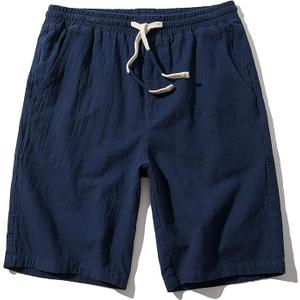 Mens Linen Shorts Casual Drawstring Elastic Waist Lightweight Breathable Summer Beach Shorts for Men, 2XL