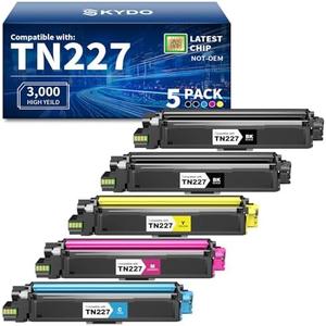 Skydo Toner Cartridges Compatible for Brother TN227 BK/C/M/Y High Yield Toner Cartridge for Brother HL-L3270CDW MFC-L3770CDW HL-L3290CDW MFC-L3710CDW HL-L3210CW HL-L3230CDW Printer(2BK/1C/1M/1Y)