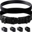 TACNEX 2" Duty Belt w/Hook Lining 4 Keepers 1.5" Reversible Inner Belt for Police Law Enforcement Security Plain Black (Large)