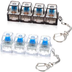 2 x 2Pcs Keyboard Fidget Toy, Keyboard Fidget Keychain 4-in-1 Keyboards Decompression Button Finger Clicker Toys, Sensory Fun Toys Button Stress Relief Fidgets Gifts