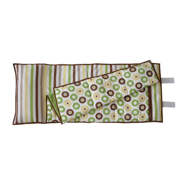 Bacati - Mod Dots/Stripes Green Yellow Beige Brown Toddler Nap Mat
