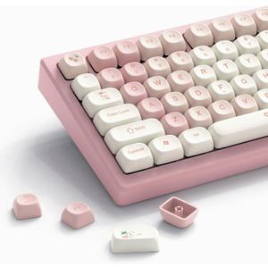 Womier MOA Keycaps, Pink Cute PBT Keycaps Dye-Sublimation 60 65 75 100 Percent, Custom Key caps Set for 61/64/68/84/87/100/104/108 Cherry MX Mechanical Keyboard (Pink)