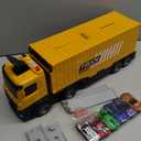 Carrier Truck Race Track Boys Toys, Foldable 3 Layer Toddler Track Playset,Toy Truck Transport Car Carrier & 8 Race Cars, Truck Toddlers Toys B-Day Gifts for Age 3 4 5 6+ Years Old Boys Toy, Yellow