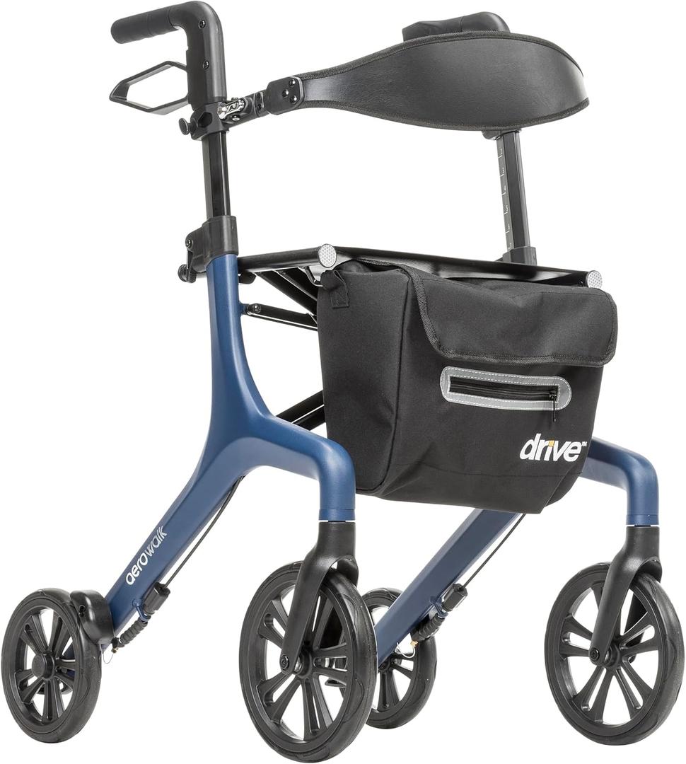 Drive Medical AeroWalk Ultra-Lite Rollator, 15.2 lb, 20" Seat Height, Blue