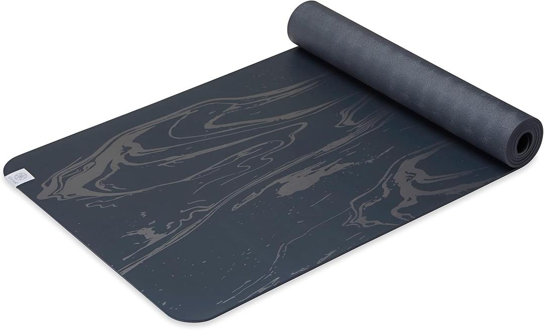 Gaiam Dry-Grip Yoga Mat - 5mm Thick Non-Slip Exercise & Fitness Mat for Standard or Hot Yoga, Pilates and Floor Workouts - Cushioned Support, Non-Slip Coat - 68 x 24 Inches (Marbled)