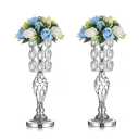 Inweder Silver Vases for Centerpieces - Metal Flower Stand with Bling Stones, Tall Vases for Wedding Table, Set of 2, Size: 20" High