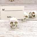 6 x Table Card HolderPlace Card Holders, Table Number HolderPhoto Holders, Party Favors, Wedding Decorations (White,Skull)