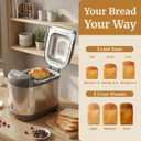 Elite Gourmet EBM8103SS Programmable Bread Maker Machine, 3 Loaf Sizes, 19 Menu Functions Gluten Free White Wheat Rye French and more, 2 Lb, Stainless Steel, 
13.98"D x 11.89"W x 9.45"H