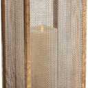 Contemporary Minimalist Gold Mesh Cage Candle Holders Square Pillar Hurricanes