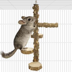 BNOSDM 4-Tier Spiral Chinchilla Climbing Toys, Chinchilla Ledges & Platforms with Side Perch, Natural Prickly Ash Wood Paw Grinding Stand for Cage, Ideal for Sugar Glider, Squirrel, Rat, Gerbil