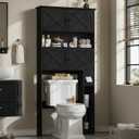 Halitaa Over The Toilet Storage Cabinet with Doors & Paper Holder, Black
Farmhouse Toilet Shelf Home Space Saver with 4 Barn Doors & Toilet Paper Holder Stand for Restroom, Bathroom, Laundry